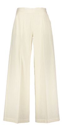 Kocca Beige gestreepte wijdvallende broek met gouden glitterdraad Sie