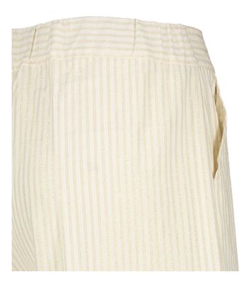 Beige gestreepte wijdvallende broek met gouden glitterdraad Sie Kocca