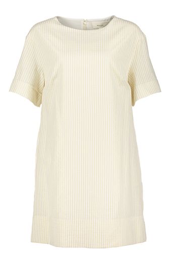 Beige gestreepte jurk met gouden glitterdraad Emeline Kocca