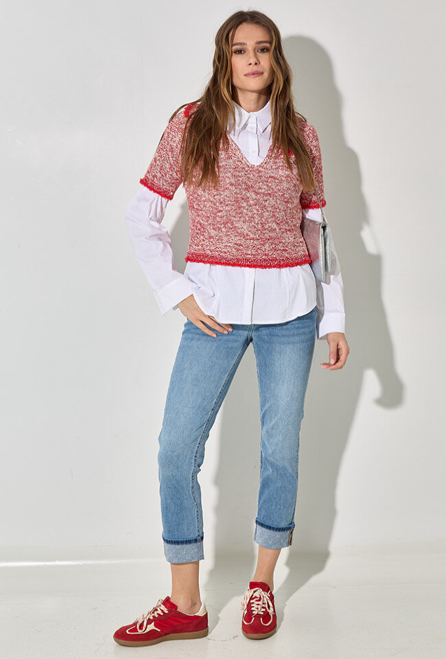 Wit aansluitende katoenen bloes Jasefy Kocca