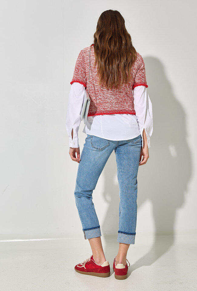 Wit aansluitende katoenen bloes Jasefy Kocca