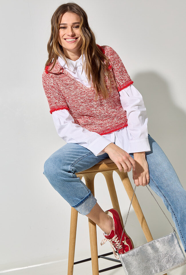 Wit aansluitende katoenen bloes Jasefy Kocca