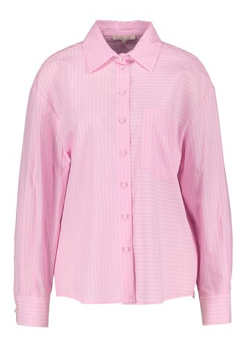 Roze katoenen blouse met witte strepen Faramir Kocca