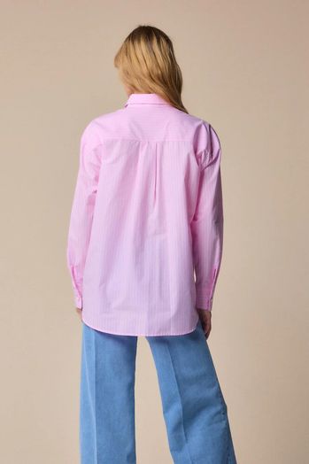 Roze katoenen blouse met witte strepen Faramir Kocca