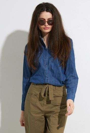 Blauw jeanshemd met drukknopen Pole Kocca