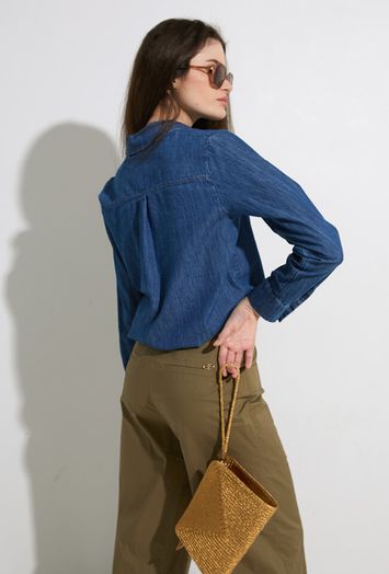 Blauw jeanshemd met drukknopen Pole Kocca