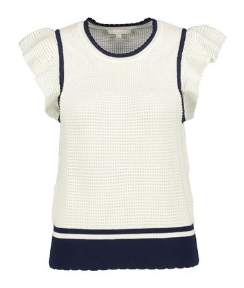 Witte mouwloze pull met donkerblauwe details Jose Kocca