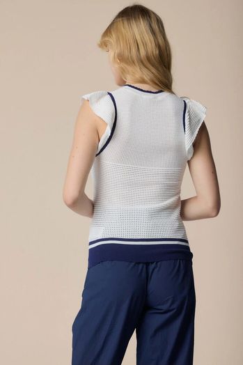 Witte mouwloze pull met donkerblauwe details Jose Kocca
