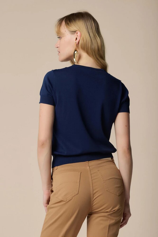 Blauwe trui met kanten detail Kutia Kocca