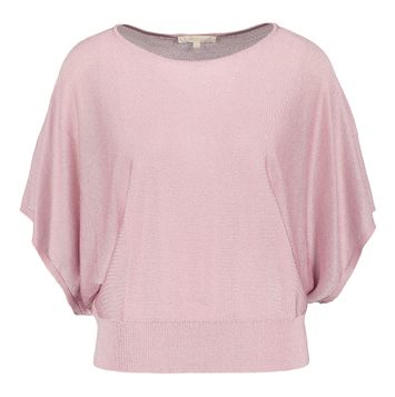Lichtroze glanzende pull met boothals en vlindermouwen Karla Kocca
