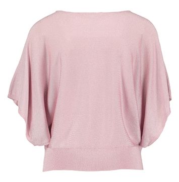 Lichtroze glanzende pull met boothals en vlindermouwen Karla Kocca