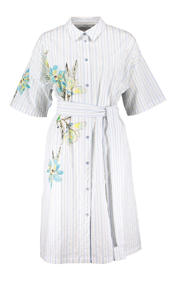 Gestreept hemdkleed met opdruk Taormina Due Amanti