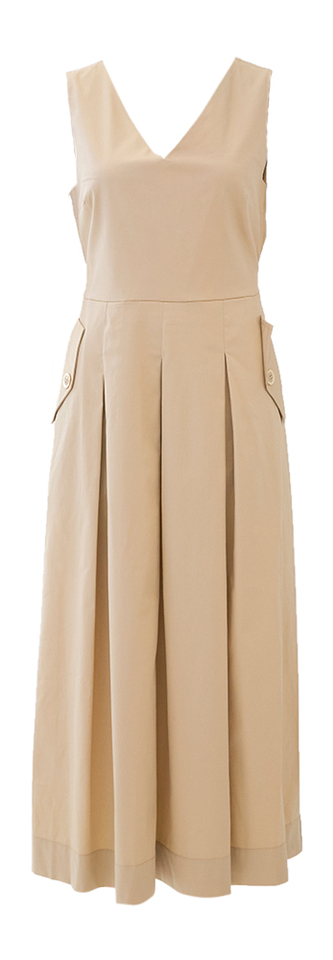 Beige lange katoenen jurk met open rug Elodie Due Amanti 