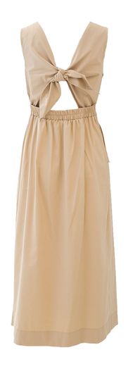 Beige lange katoenen jurk met open rug Elodie Due Amanti 
