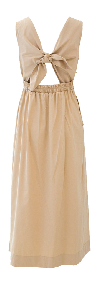 Beige lange katoenen jurk met open rug Elodie Due Amanti 