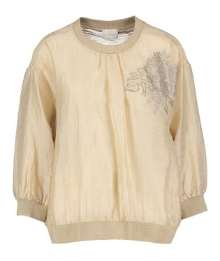 Due Amanti Beige linnen bloes met strass detail Telfer