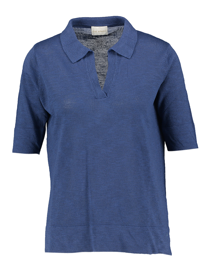 Blauwe linnen polo Dakota Due Amanti 