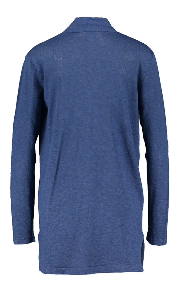 Blauwe openvallende linnen gilet Trento Due Amanti 