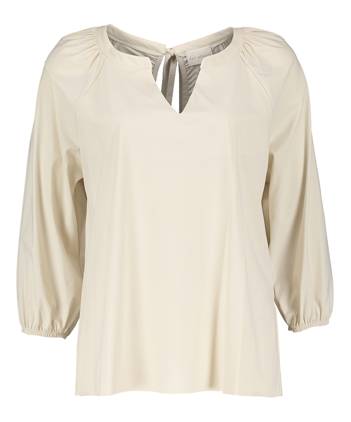 Greige kleurige blouse met driekwart mouwen Hall Due Amanti