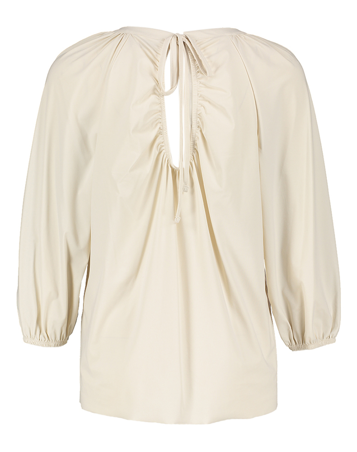 Greige kleurige blouse met driekwart mouwen Hall Due Amanti