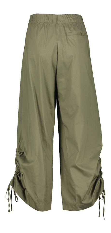 Kaki wijde broek met bandplooi en strop onderaan Nassaw Due Amanti