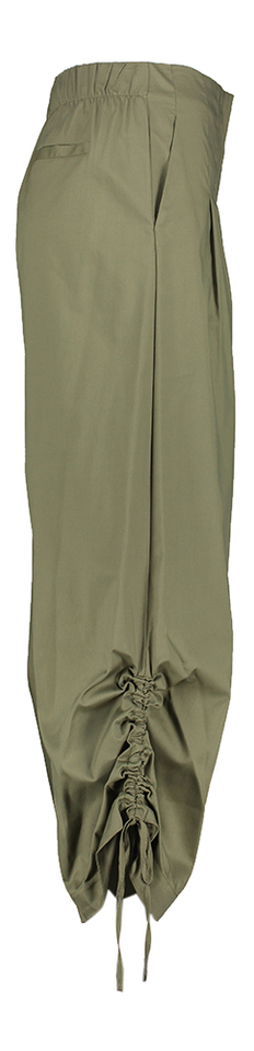 Kaki wijde broek met bandplooi en strop onderaan Nassaw Due Amanti