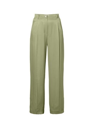 Beaumont Groene glanzende wijde broek met bandplooi James