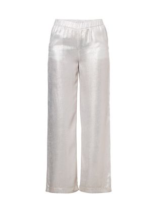 Beaumont Zilverkleurige wijdvallende broek met elastiek Harry Pants
