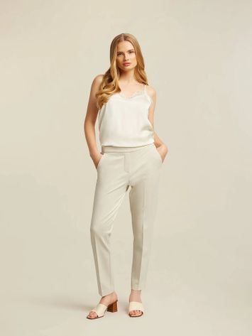 Ecru comfrtabele broek met elastiek Charlie Pants Beaumont
