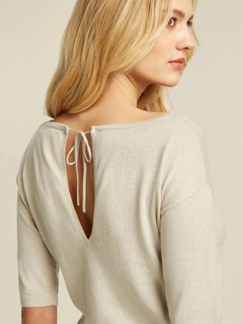 Beige pull met boothals en driekwart mouwen Charol Beaumont