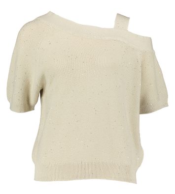 Lichtbeige top met speciale hals en glinsters Bodie Beaumont