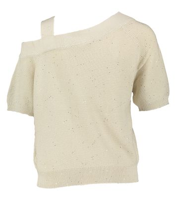 Lichtbeige top met speciale hals en glinsters Bodie Beaumont