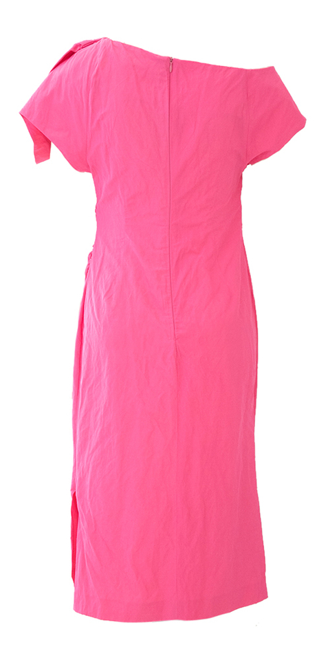 Fuchsia feestjurk met fronsdetail Cadeau Natan