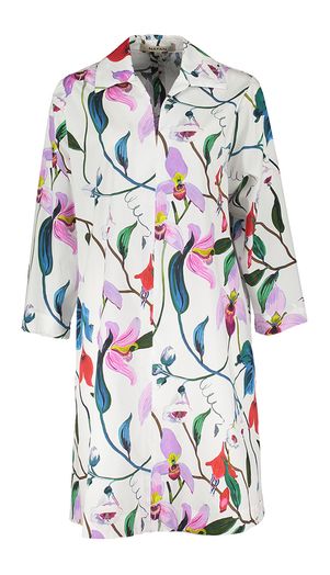 Witte jurk met kleurrijke bloemenprint Cada Natan