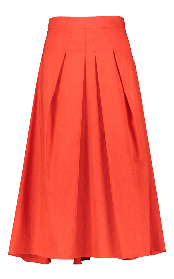 Roodkleurige geklede halflange rok Cupola Natan