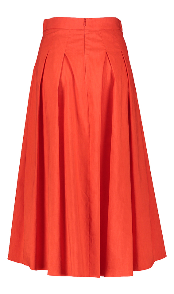 Roodkleurige geklede halflange rok Cupola Natan