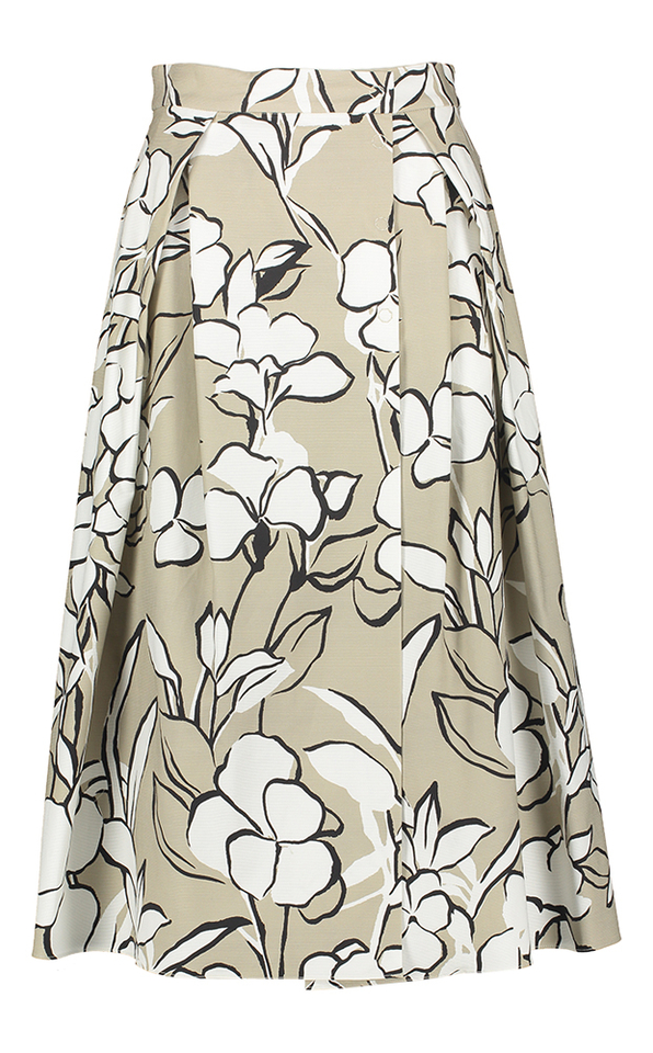 Beige rok met bloemenprint en split vooraan Calm Natan