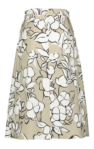 Beige rok met bloemenprint en split vooraan Calm Natan