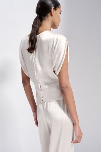 Parelmoerkleurige blouse met korte mouwen Choc Natan