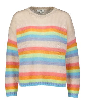 Beige gebreide trui met gekleurde strepen in mohair  Massai Jeff