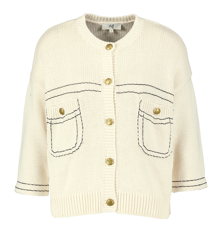 Beige gilet met zakken doorstikt Charli Jeff