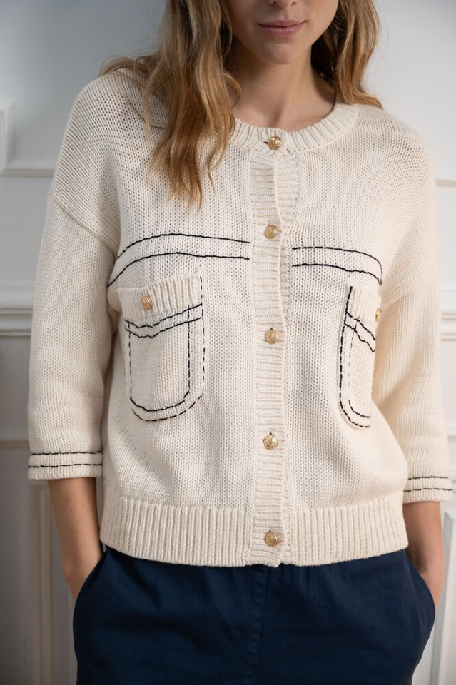 Beige gilet met zakken doorstikt Charli Jeff