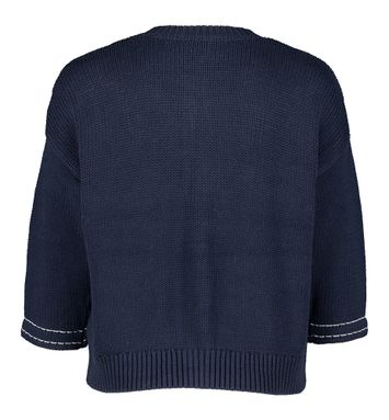 Donkerblauwe katoenen cardigan met witte stikking en gouden knopen Charli Jeff