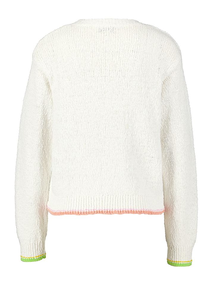 Ecru cardigan met structuur en gekleurde boord Bahia Jeff