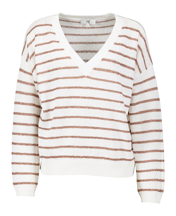 Wit gestreepte pull met v-hals Ella Jeff