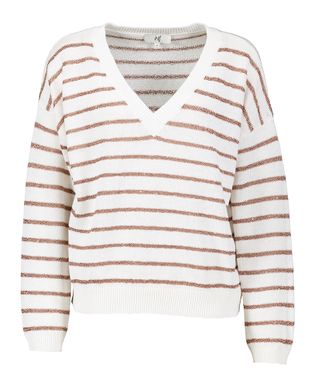 Jeff Wit gestreepte pull met v-hals Ella
