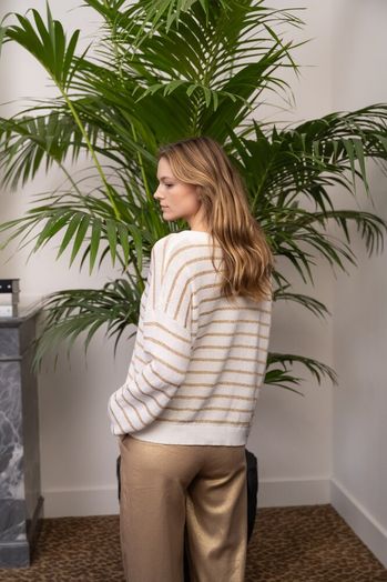 Wit gestreepte pull met v-hals Ella Jeff