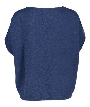 Donkeblauwe wollen trui met alpaca Jeff 