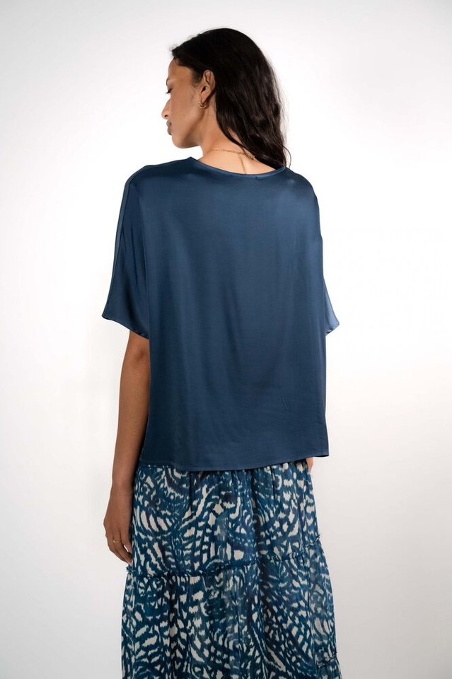 Blauwe glanzende bloes Rosie Jeff 