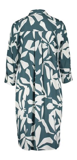 Groene hemdjurk met witte print en zakken Rosse 35